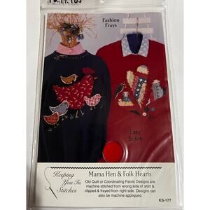 NEW Keeping You In Stitches- Mama Hen & Folk Hearts Appliques
